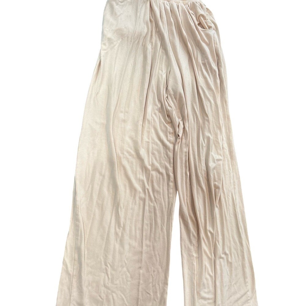 Chic Beige Textured Pants women's medium, dress up or down